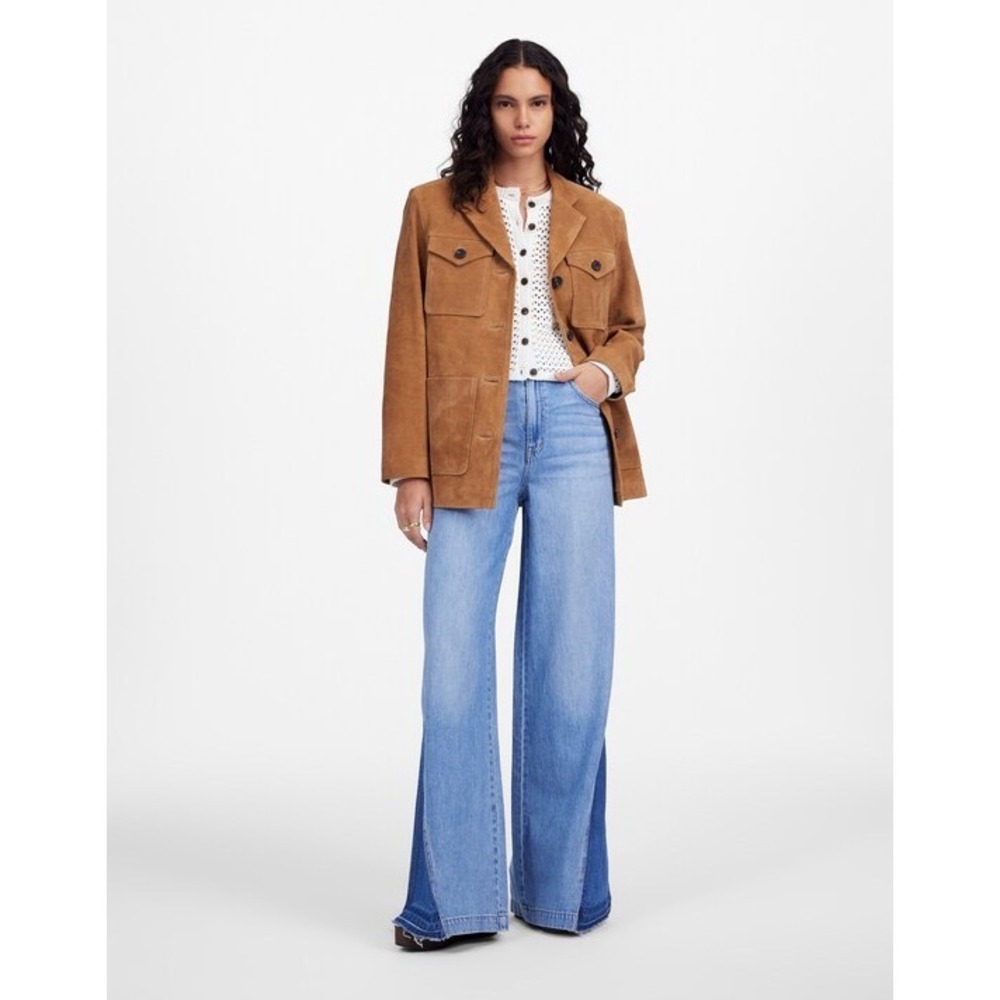 Madewell Wide-Sweep Jeans in Parson Wash Airy Denim NU022 Women's 6 28 High Rise